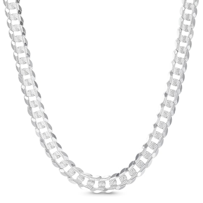 Sterling Silver Diamond-Cut Pavé Flat Curb Chain - 18"