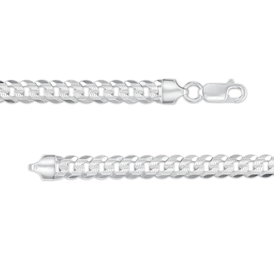 Sterling Silver Diamond-Cut Pavé Flat Curb Chain - 18"