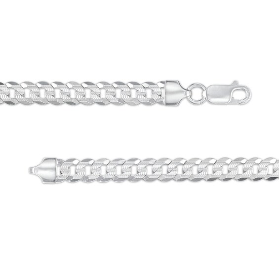Sterling Silver Diamond-Cut Pavé Flat Curb Chain - 18"