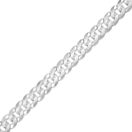 6.82mm Diamond-Cut Pavé Flat Curb Chain Bracelet in Solid Sterling Silver - 7.5&quot;