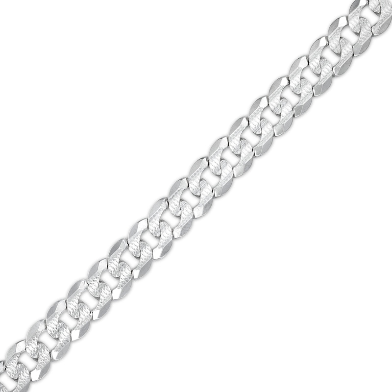6.82mm Diamond-Cut Pavé Flat Curb Chain Bracelet in Solid Sterling Silver - 7.5"