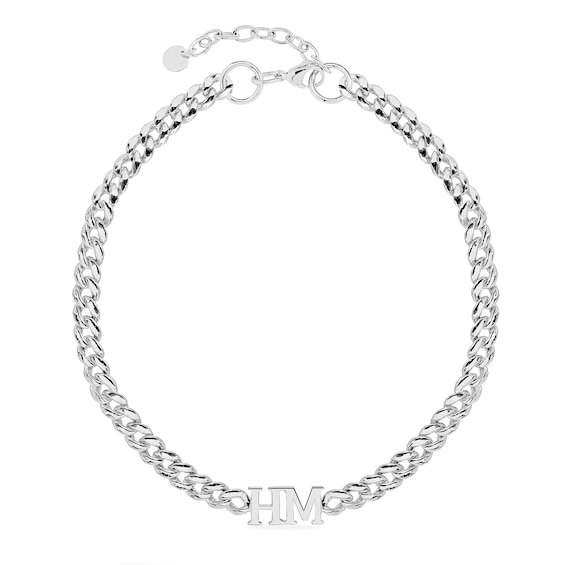 Initial Curb Chain Personalized Choker in Solid Stainless Steel