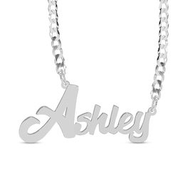 Sterling Silver Bold Script Name Chain Necklace - 18"