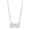 Thumbnail Image 1 of Sterling Silver Script Name with Heart Curb Chain Necklace - 18"