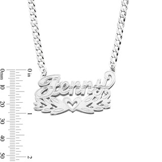 Sterling Silver Script Name with Heart Curb Chain Necklace - 18"