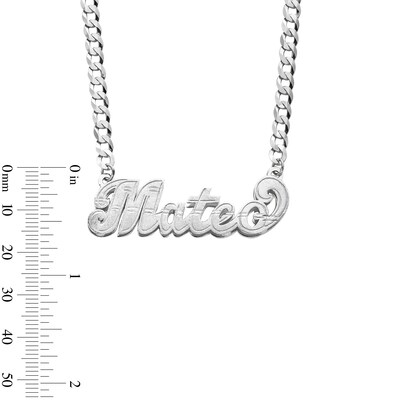 Script Name Curb Chain Necklace in Solid Sterling Silver (1 Line) - 18"