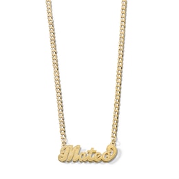 ​​​​​​​Script Name with Curb Chain Necklace in Solid Sterling Silver with 14K Gold Plate (1 Line) - 20"