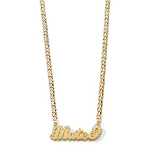 ​​​​​​​Script Name with Curb Chain Necklace in Solid Sterling Silver with 14K Gold Plate (1 Line) - 20"