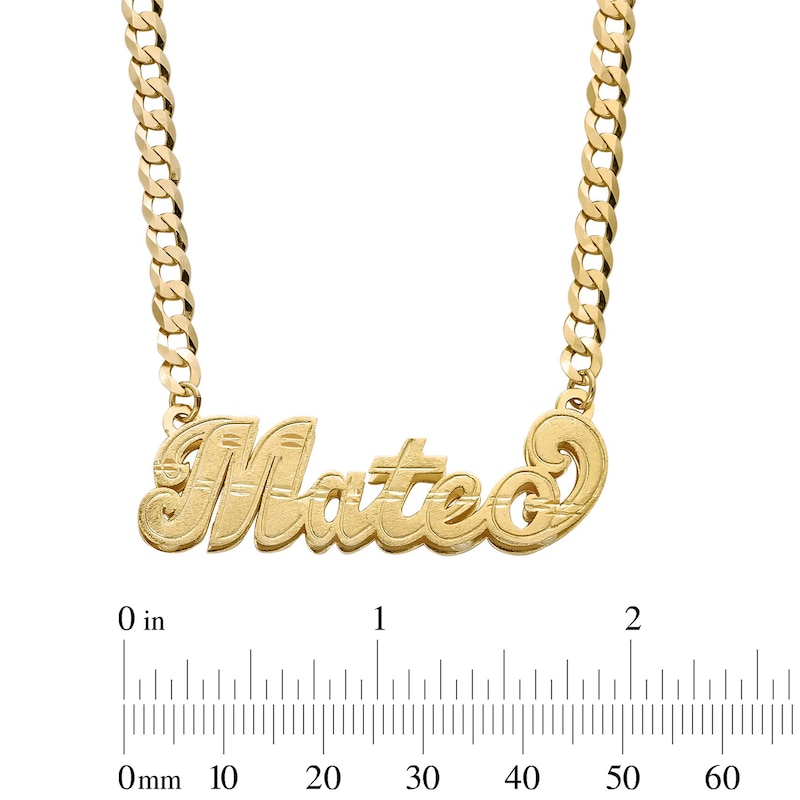 Main Image 2 of ​​​​​​​Script Name with Curb Chain Necklace in Solid Sterling Silver with 14K Gold Plate (1 Line) - 20"