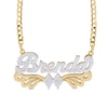 Thumbnail Image 1 of 14K Gold Plated Script Name with Double Rhombus Curb Chain Two-Tone Necklace - 18"