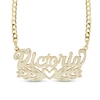 Thumbnail Image 0 of Script Name with Heart Curb Chain Necklace in Solid Sterling Silver with 14K Gold Plate (1 Line) - 18"