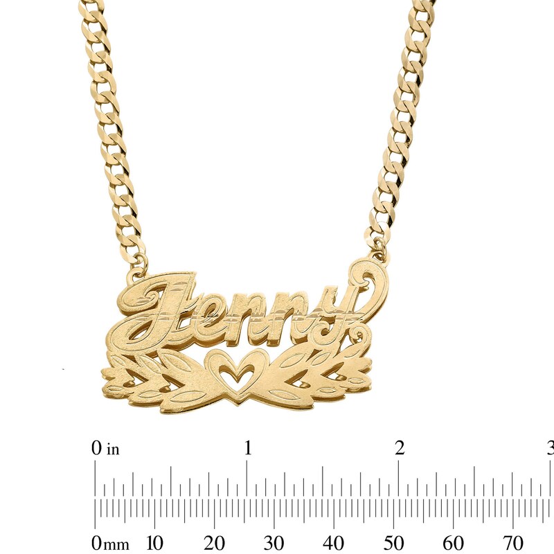 14K Gold Plated Script Name with Heart Curb Chain Necklace - 18"
