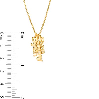 14K Gold Plated Three Name Block Vertical Chain Necklace - 18"