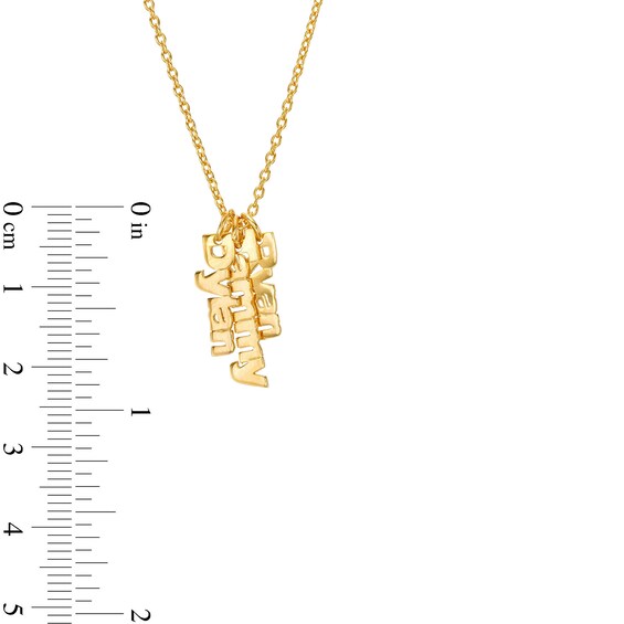 14K Gold Plated Three Name Block Vertical Chain Necklace - 18"