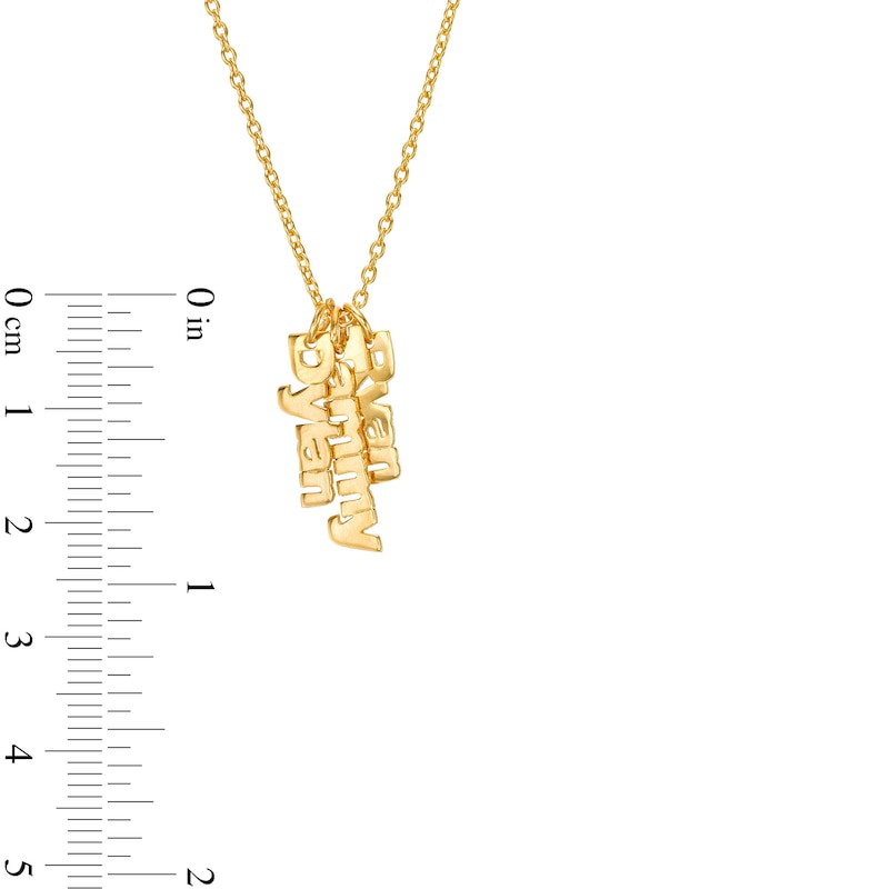 Three Name Block Vertical Chain Personalized Necklace in Solid Sterling Silver with 14K Gold Plate (1 Line) - 18"