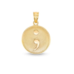 Semicolon Medallion Necklace Charm in 10K Solid Gold