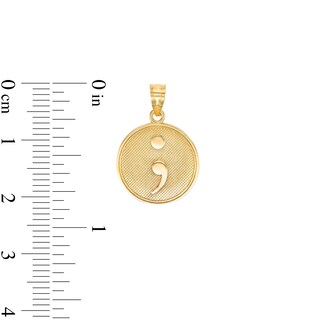 Semicolon Medallion Necklace Charm in 10K Solid Gold