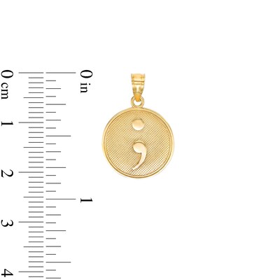 Semicolon Medallion Necklace Charm in 10K Solid Gold