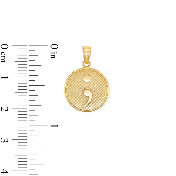 Semicolon Medallion Necklace Charm in 10K Solid Gold