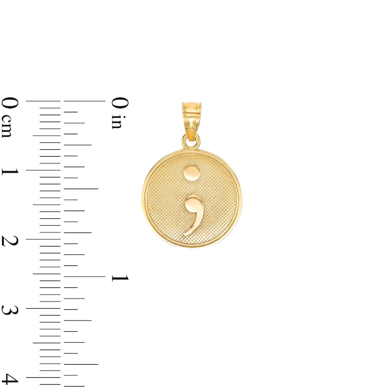 Semicolon Medallion Necklace Charm in 10K Solid Gold