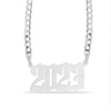 Thumbnail Image 0 of Gothic Number Personalized Chain Necklace in Solid Sterling Silver (1 Line)