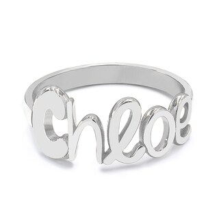Sterling Silver Script Name Personalized Ring (1 Line)