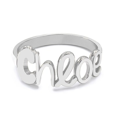 Sterling Silver Script Name Personalized Ring (1 Line)