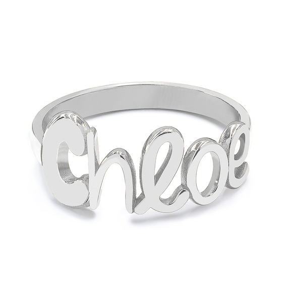 Sterling Silver Script Name Personalized Ring (1 Line)