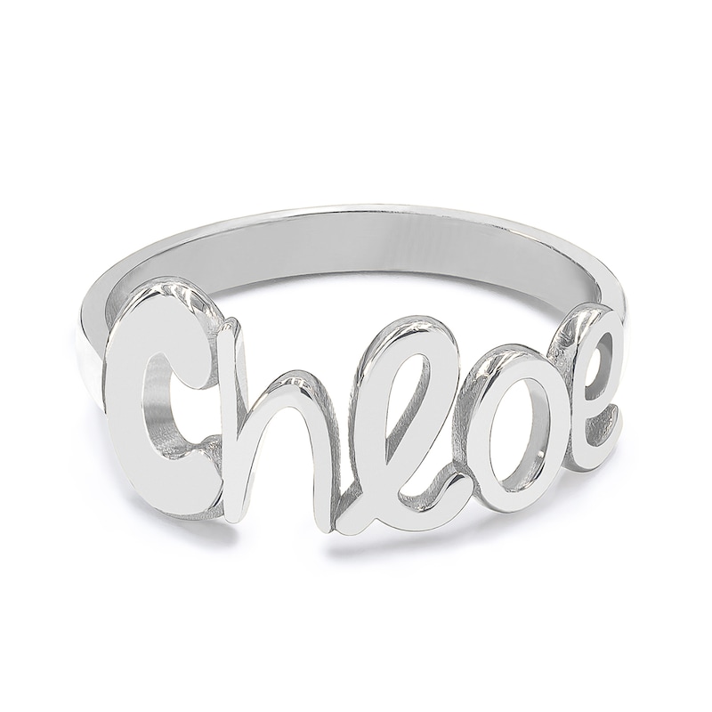 Sterling Silver Script Name Personalized Ring (1 Line)
