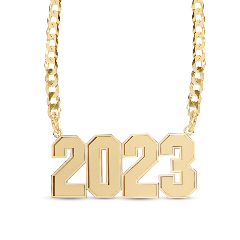 Main Image 1 of 14K Gold Plated Bold Number Chain Necklace - 18" + 2"