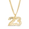 Thumbnail Image 0 of Two Digit Cutout Curb Chain Personalized Necklace in Solid Sterling Silver with 14K Gold Plate