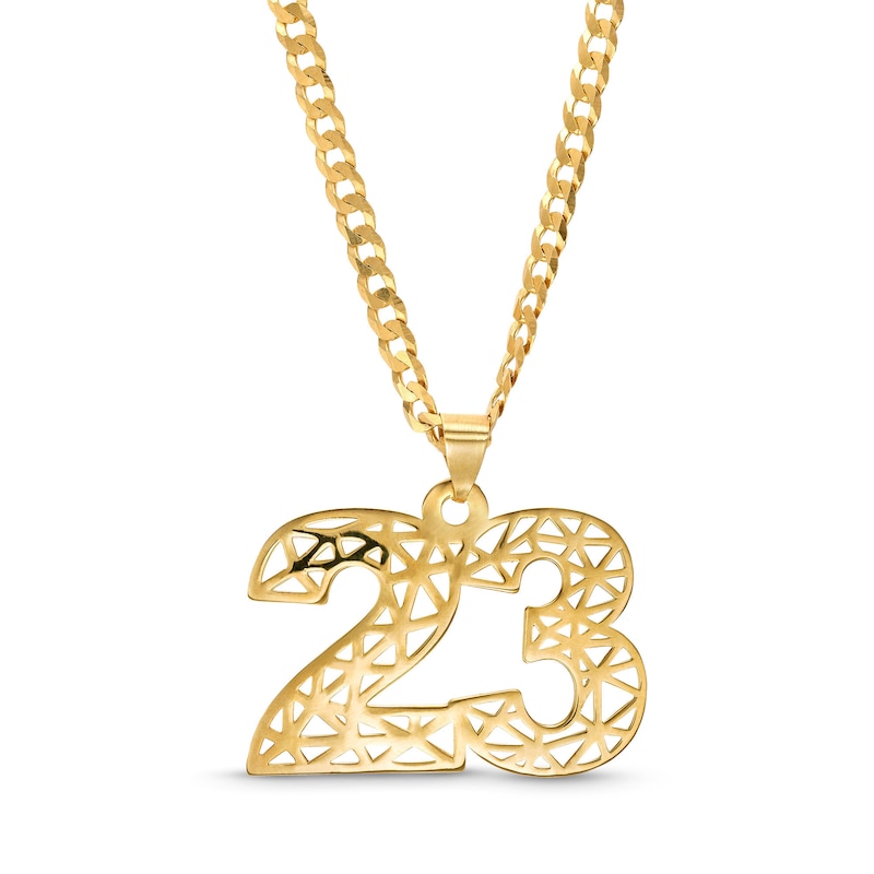 Two Digit Cutout Curb Chain Personalized Necklace in Solid Sterling Silver with 14K Gold Plate
