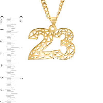 14K Gold Plated Two Digit Cutout Curb Chain Necklace - 18" + 2"