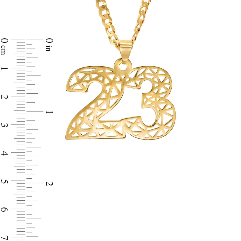 Two Digit Cutout Curb Chain Personalized Necklace in Solid Sterling Silver with 14K Gold Plate