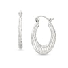 Thumbnail Image 1 of Hollow Sterling Silver Textured Hoop Earrings