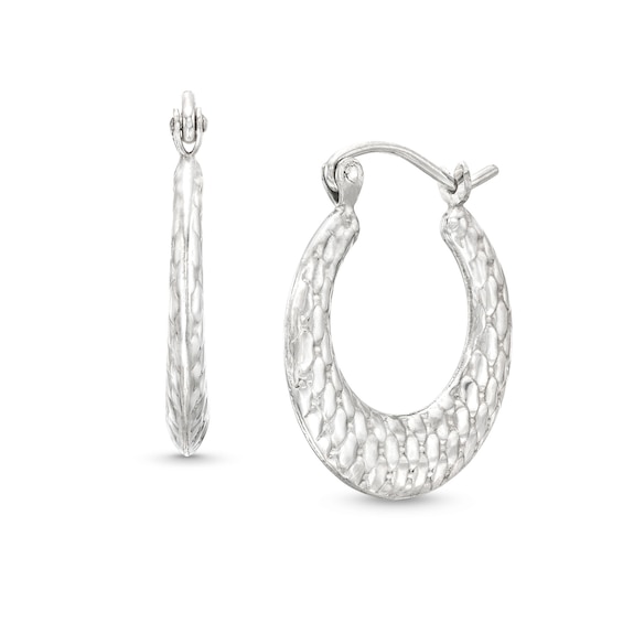 Hollow Sterling Silver Textured Hoop Earrings