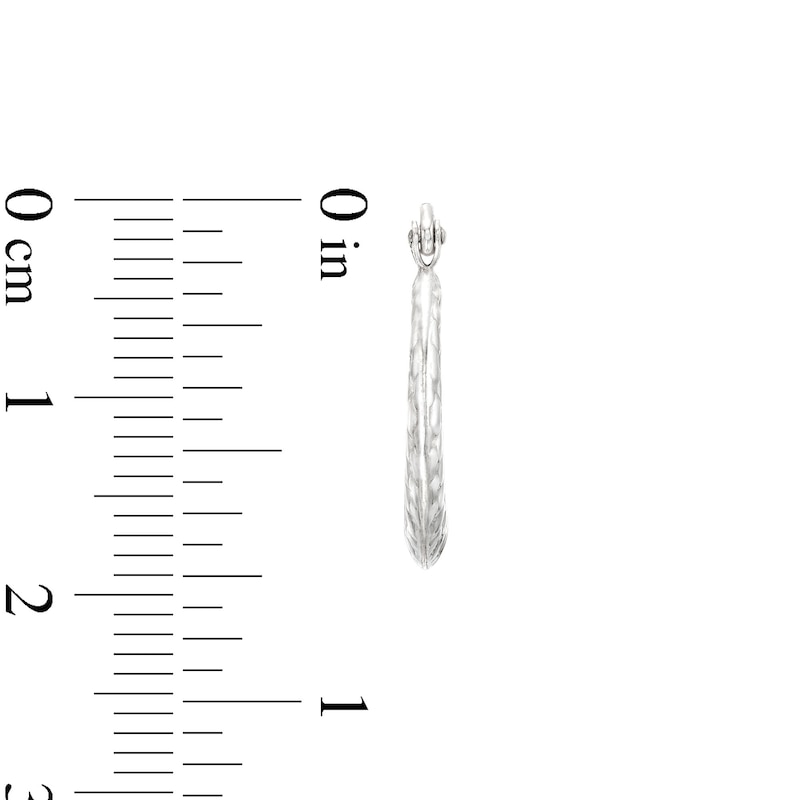 Main Image 2 of Hollow Sterling Silver Textured Hoop Earrings