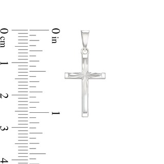 Diamond-Cut Cross Necklace Charm in 10K Hollow White Gold