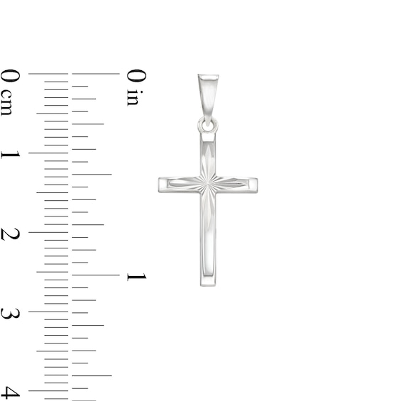 Diamond-Cut Cross Necklace Charm in 10K Hollow White Gold