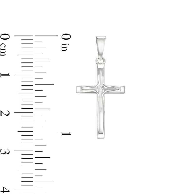 Main Image 2 of Diamond-Cut Cross Necklace Charm in 10K Hollow White Gold