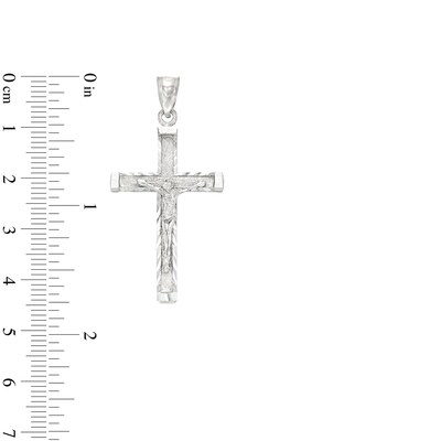 Diamond-Cut Edge Crucifix Necklace Charm in 10K Solid White Gold