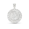 Thumbnail Image 1 of 10K White Gold Chain Framed Jesus Medallion Necklace Charm