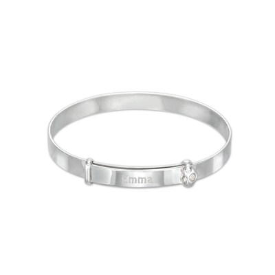 Child's Diamond-Accent Heart Personalized Bangle - 5"