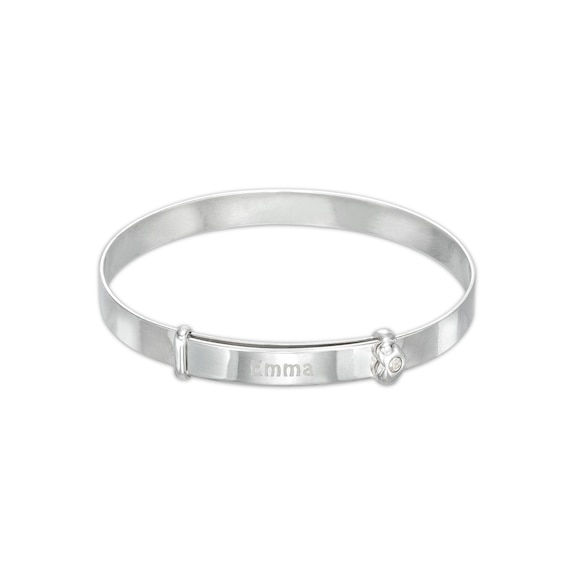 Child's Diamond-Accent Heart Personalized Bangle - 5"