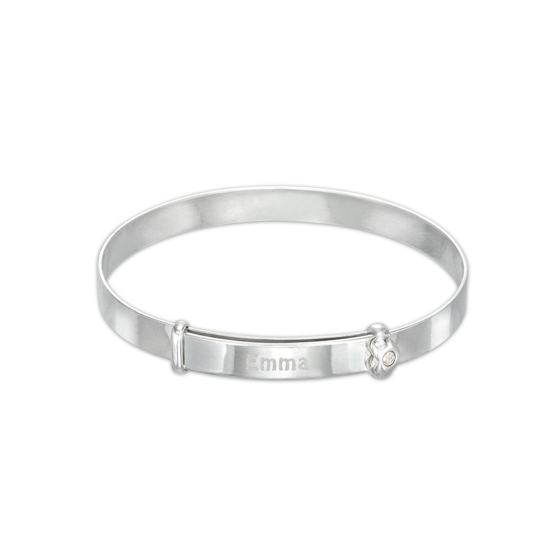 Child's Diamond-Accent Heart Personalized Bangle - 5"