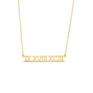 14K Gold Plated Roman Numerals Date Bar Rolo Necklace - 16 in.