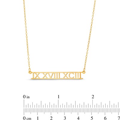 14K Gold Plated Roman Numerals Date Bar Rolo Necklace - 16 in.