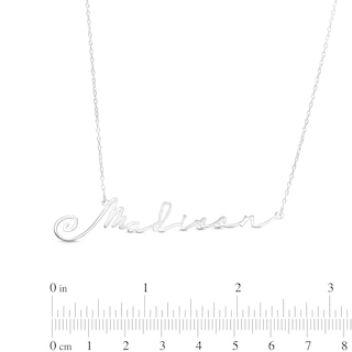 Sterling Silver Slant Hand Cursive Personalized Necklace - 16"