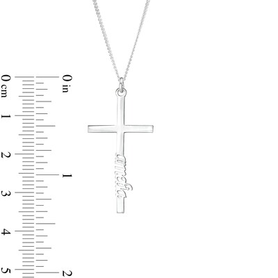 Sterling Silver Vertical Name Cross Pendant - 18 in.