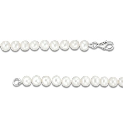 6mm Freshwater Cultured Pearl Bracelet with Sterling Silver Clasp - 8"